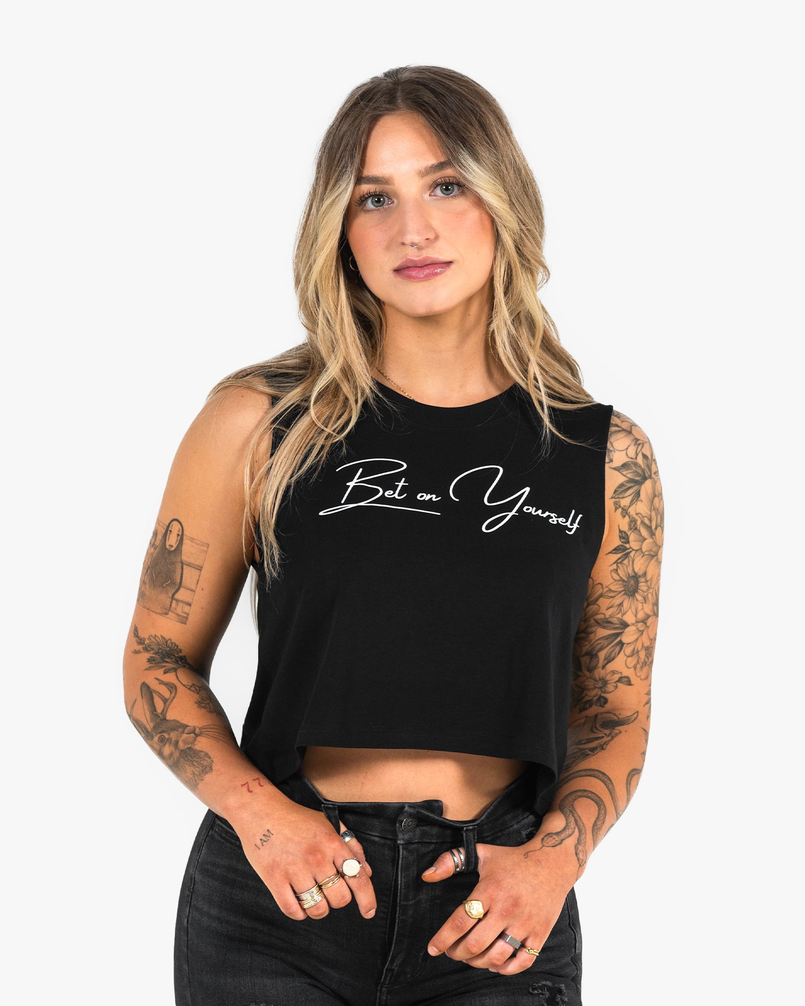 Bet On Yourself Crop Tank - Black
